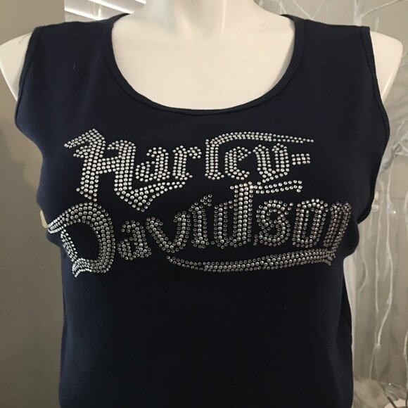 Harley Davidson Large Navy Tank Top W Silver Studs NWT  42 Bust 30 long  Har2 - Picture 12 of 12